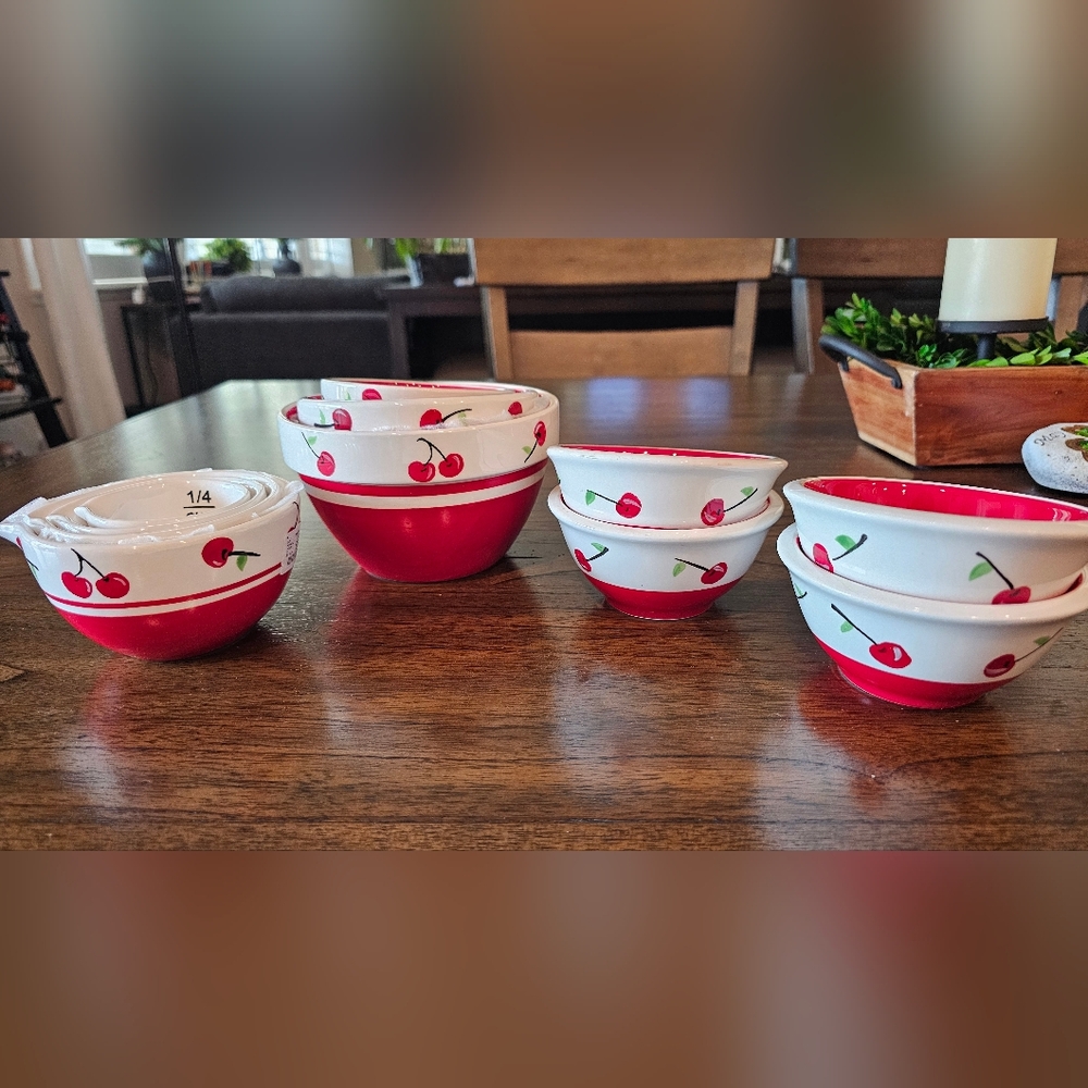 Potter's Studio Ceramic Cherries Bowl Sets. Total of 11 Bowls.All New Never Used